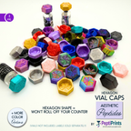 Hexagon Shaped Peptide Vial Cap Covers • Brand Color Aligned Vial Lids • Reusable Vial Cover • Silky Hexagon