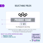 Peptide Vial Labels Ready-to-Ship — Holographic Labels with Black - Simple Hexagon Design