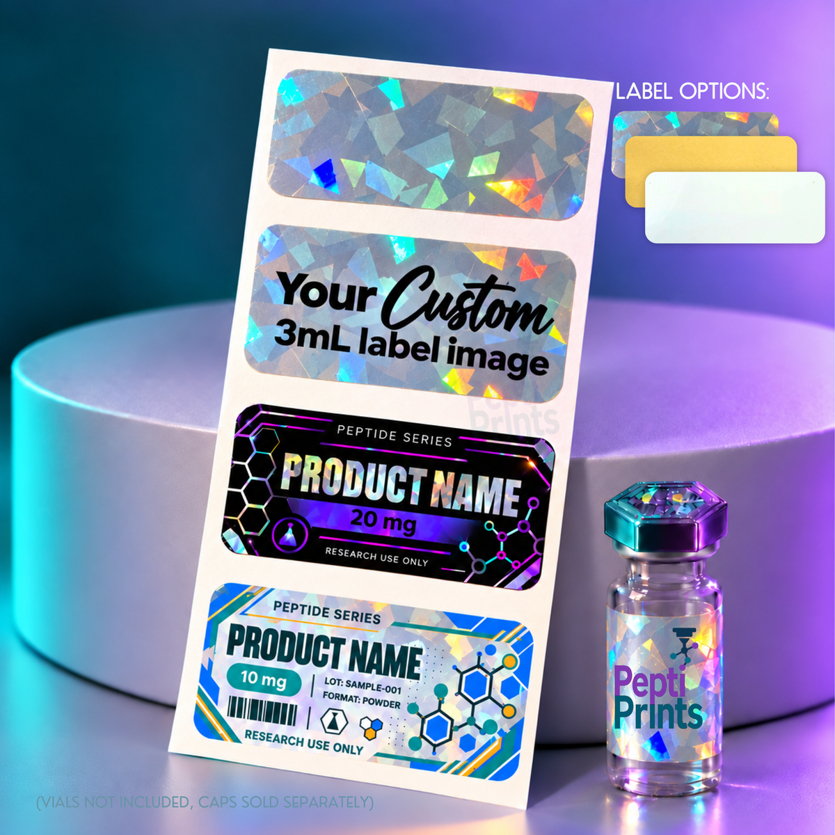 WEBSITE EXCLUSIVE! Custom Peptide 3mL Vial Labels • 1.75x0.75in Full Color • Your Design