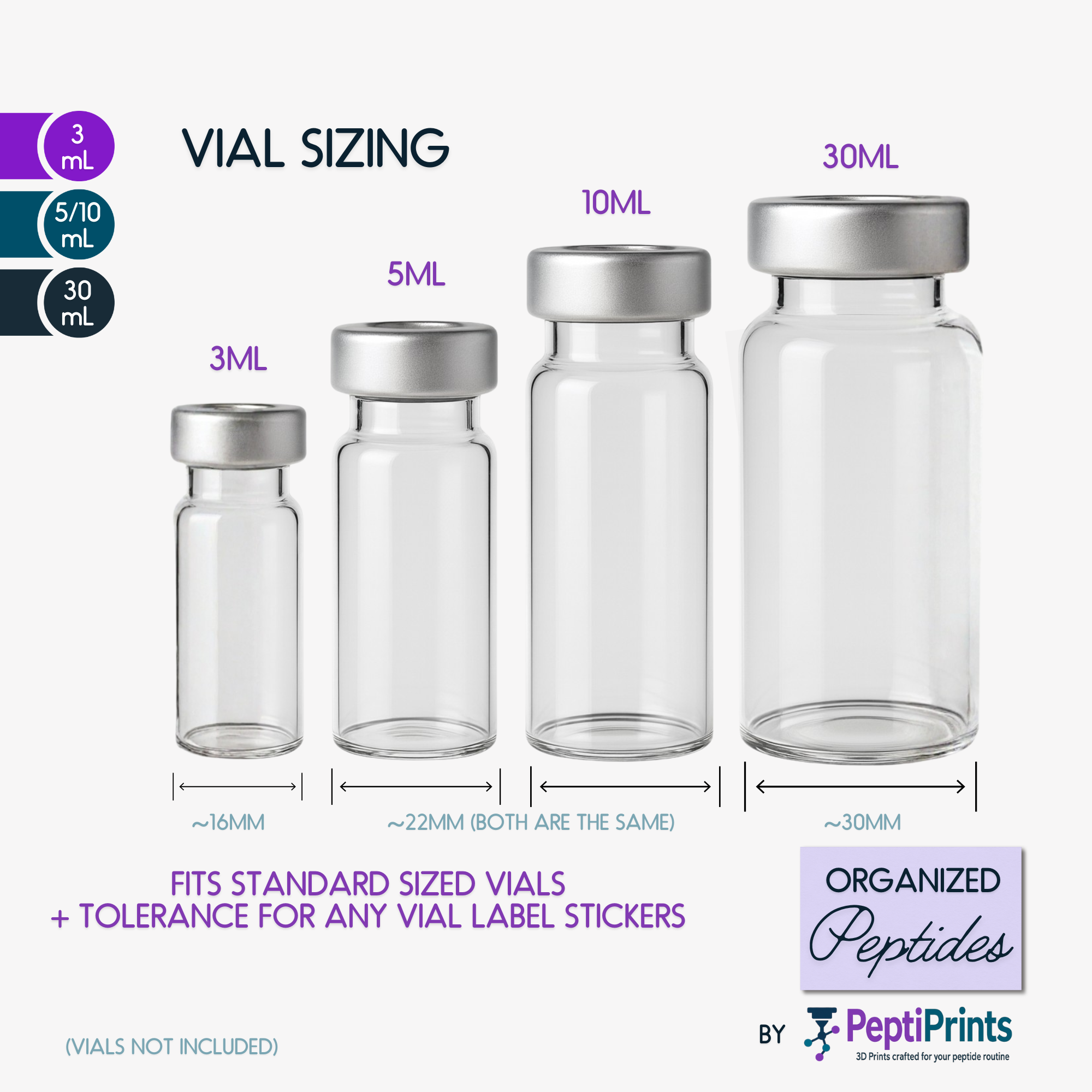 Hexagon Shaped Peptide Vial Cap Covers • Brand Color Aligned Vial Lids • Reusable Vial Cover • Silky Hexagon