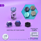 Hexagon Shaped Peptide Vial Cap Covers • Brand Color Aligned Vial Lids • Reusable Vial Cover • Silky Hexagon