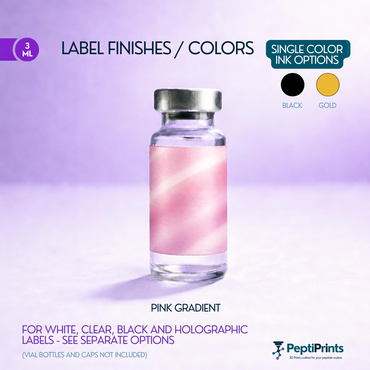 Peptide Vial Labels Ready-to-Ship — Pink Gradient Labels - Select Your Design